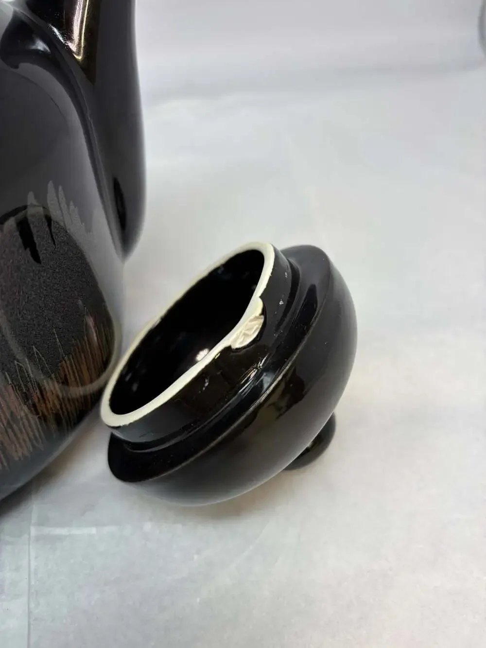 Vintage Arabia Finland Aurora Borealis Black Ceramic Teapot by Inkeri Leivo